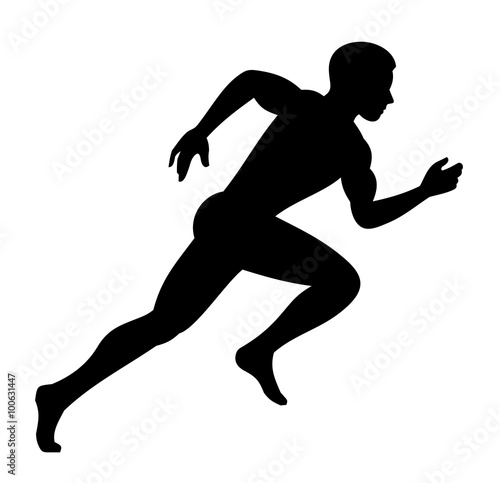 Runner Man Isolated Silhouette on White background. Vector