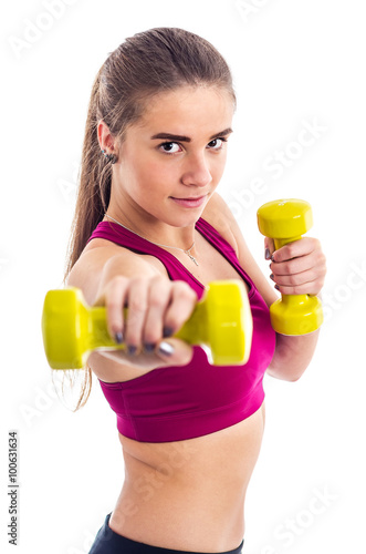 Boxing workout with dumbbell