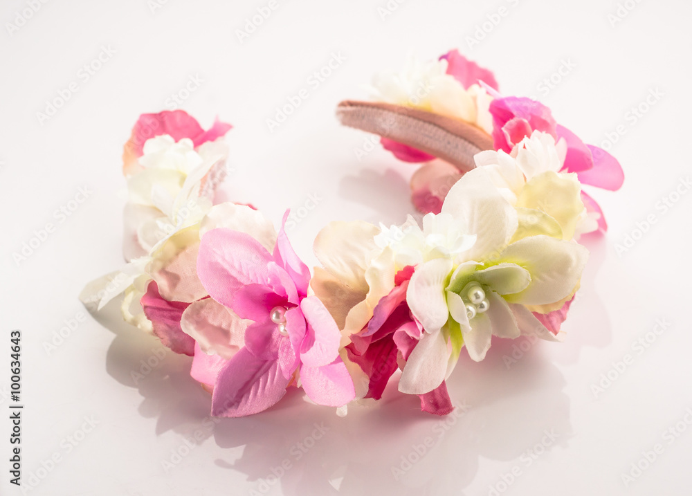 Flowers headband isolated on a white background Flowers headband isolated on a white background