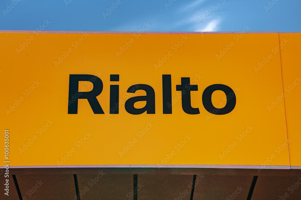 Rialto water bus stop sign