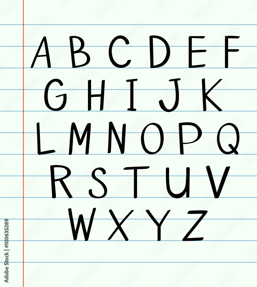 English alphabet on the line paper English alphabet on the line paper