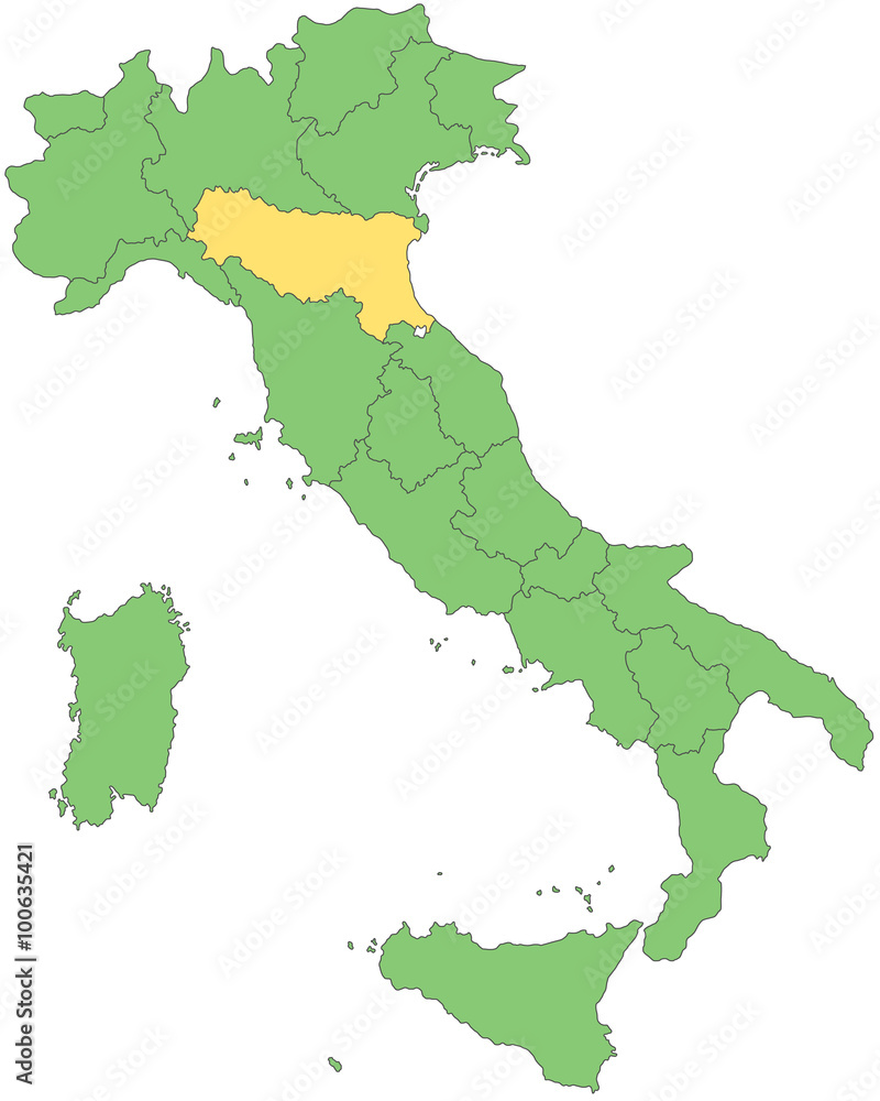 Italien - Emilia-Romagna (Vektor in Grün)