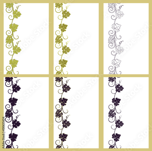 Set of vector seamless patterns backgrounds with vines.