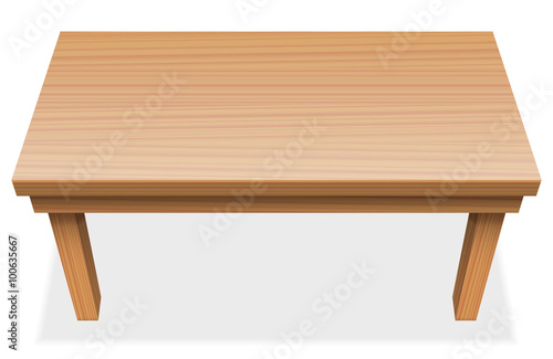 Long table with wooden texture - perspective view from above - isolated vector illustration over white background.