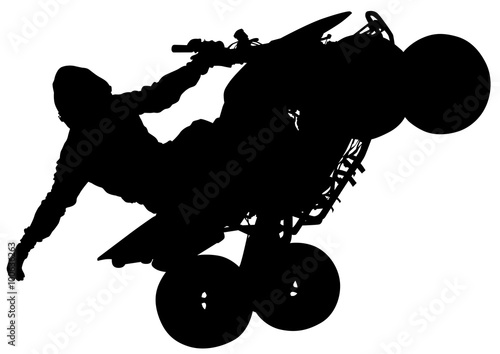 Silhouettes athletes ATV during races on white background
