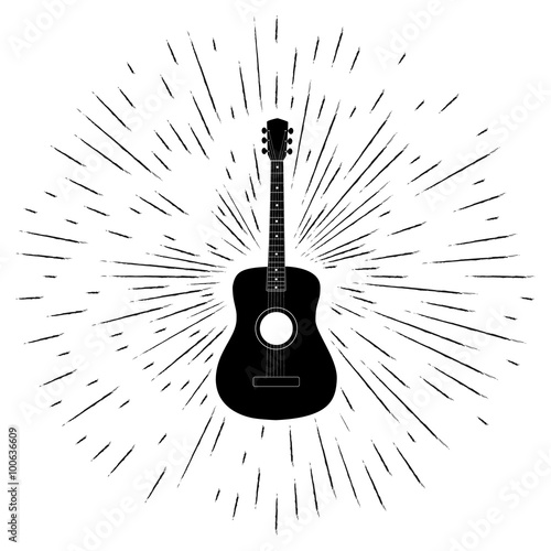 Advertising card with guitar silhouette