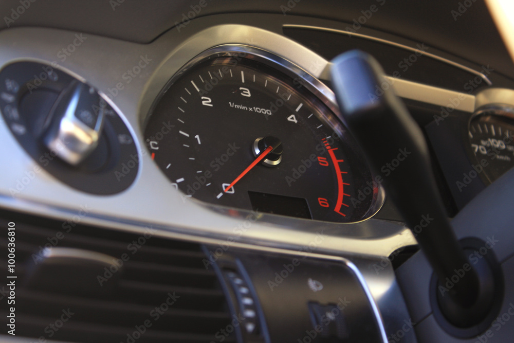 Speedometer on dashboard in the modern car