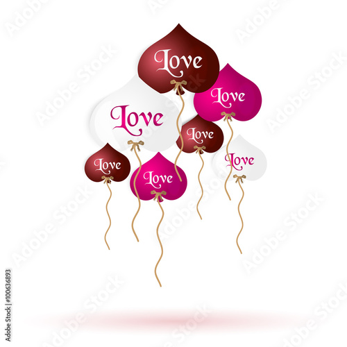color helium balloons heart shape with love message eps10