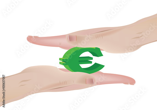 palmo della mano schiaccia euro