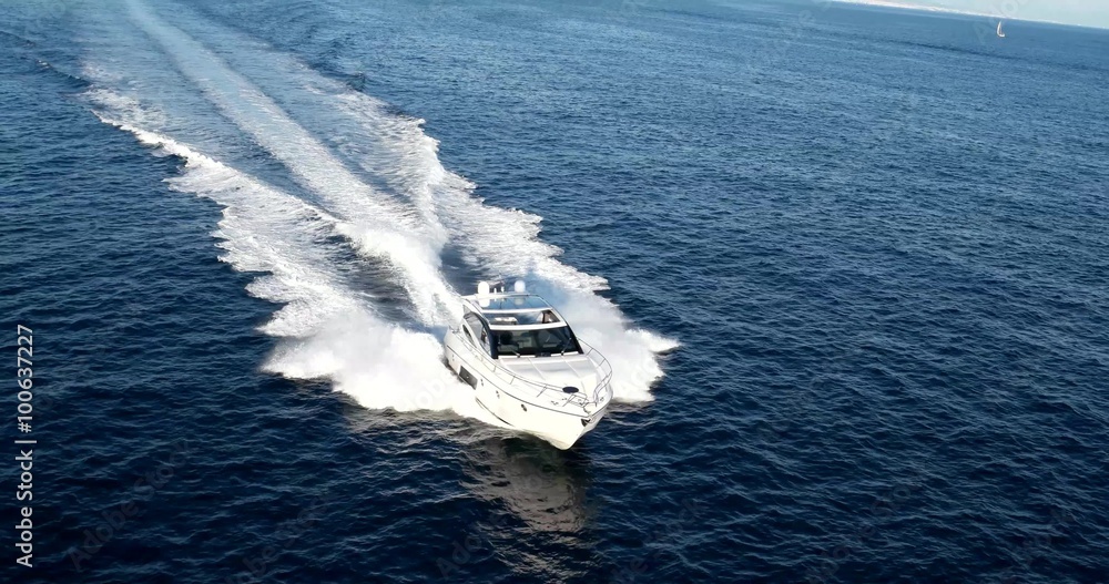 luxury motorboat in navigation, yacht 