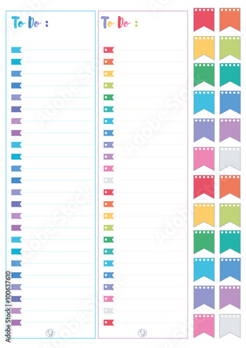 Colorfull Printable Dashboard boxes, in flat colors for planners, blocknotes,notepads etc.The To Do sheets are 1,5''x1,9'' size and 0,7''x0,8'' for the small flags.