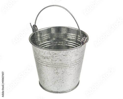 empty bucket on white