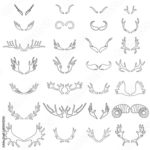  Set of silhouettes horns. 