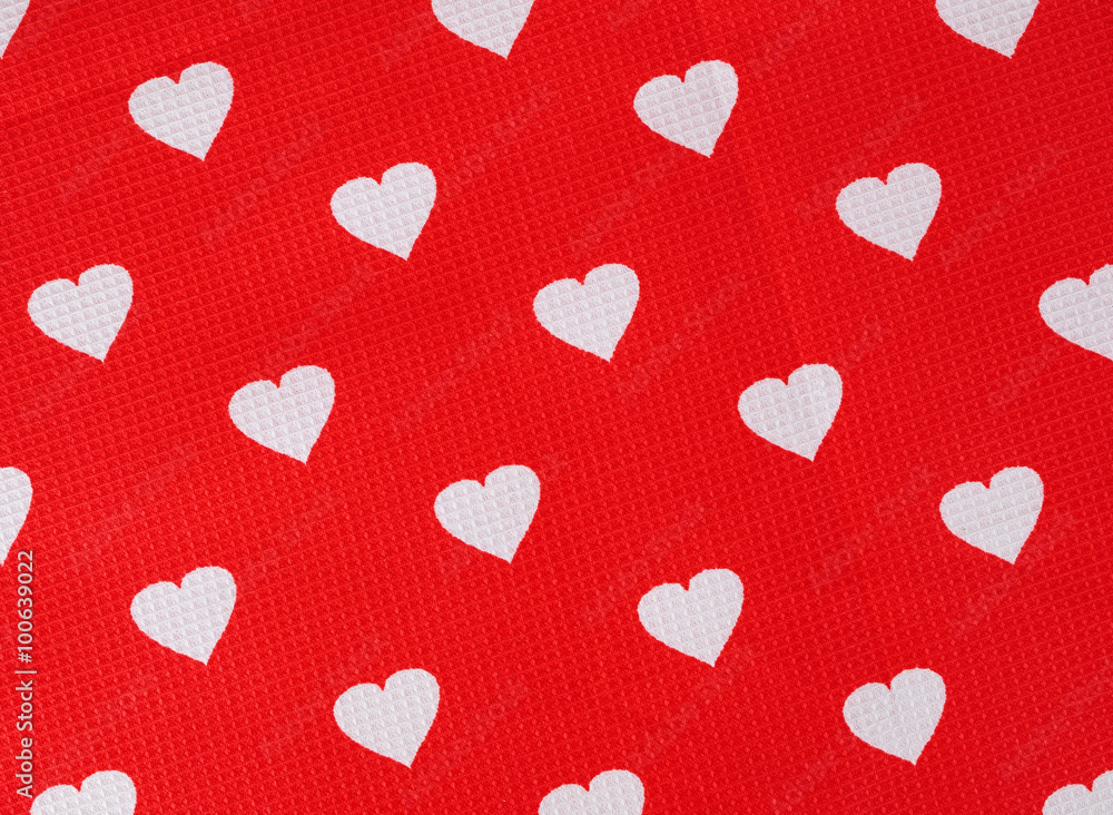 Hearts pattern on red fabric texture background. Hearts on the cloth. Valentine's day concept. Hearts pattern on red fabric texture background. Hearts on the cloth. Valentine's day concept.