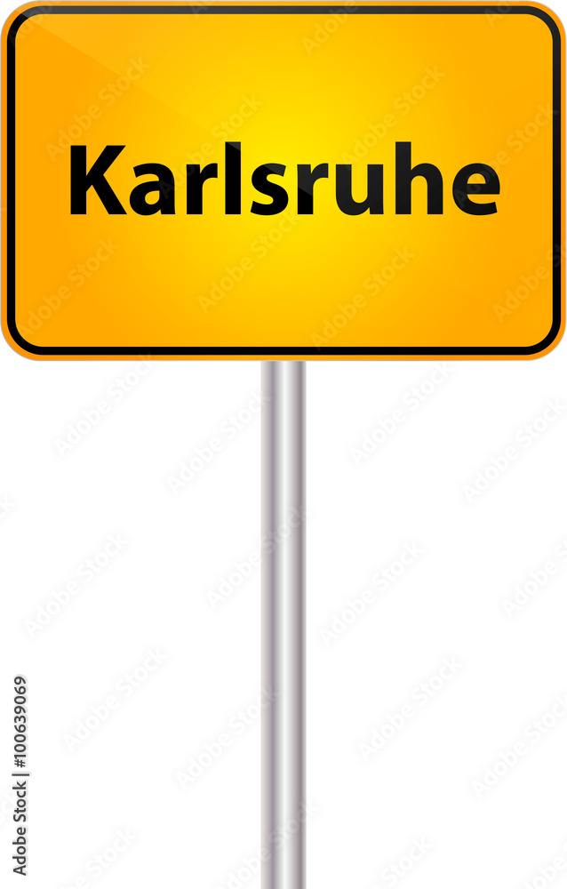 Deutsche Ortstafel mit Text Bezeichung Karlsruhe Vektor Illustration Deutsche Ortstafel mit Text Bezeichung Karlsruhe Vektor Illustration