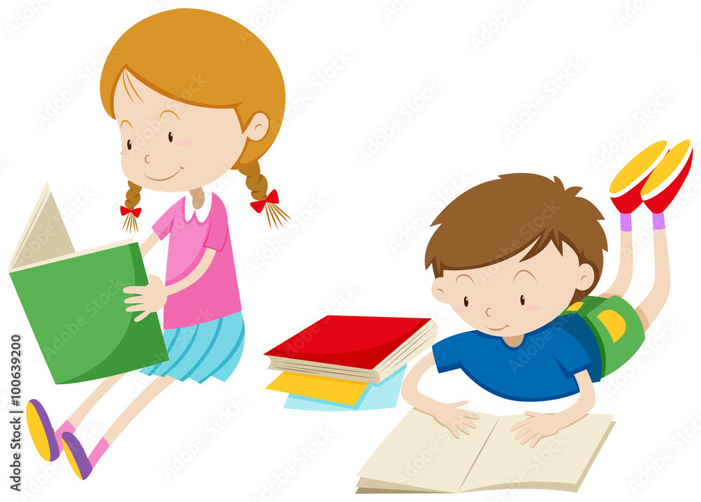 Boy and girl reading books Boy and girl reading books