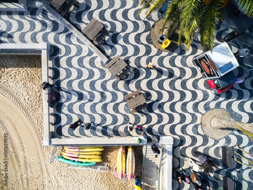 Schilderij op canvas Top View of Mosaic and Beach, Cascais, Portugal