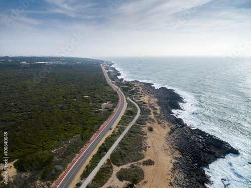 The rocky coastline of Cascais, Portugal.