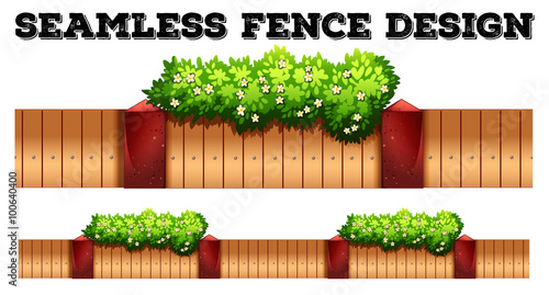 Seamless fence design with flower