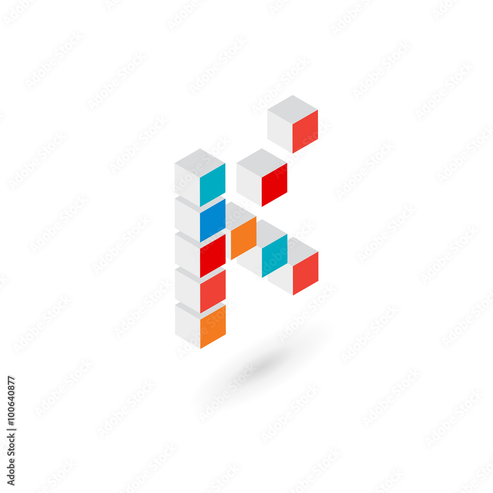 3d cube letter K logo icon design template elements 3d cube letter K logo icon design template elements