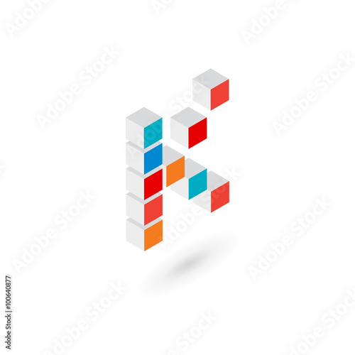 3d cube letter K logo icon design template elements