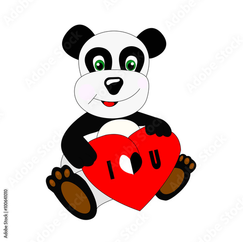Fototapeta Naklejka Na Ścianę i Meble -  Cute panda with red heart