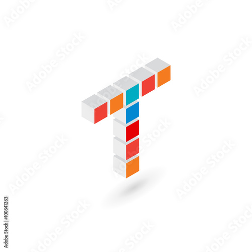 3d cube letter T logo icon design template elements