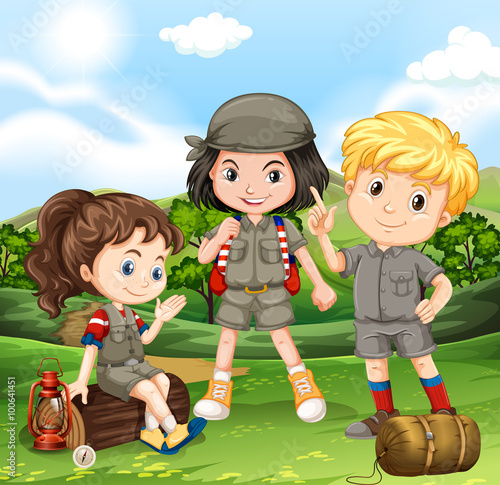 Children camping out in the park