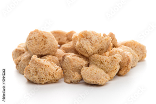 Soya chunks on white