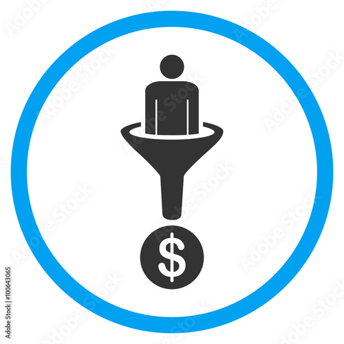 Customer Filter vector icon. Style is bicolor flat circled symbol, blue and gray colors, rounded angles, white background.