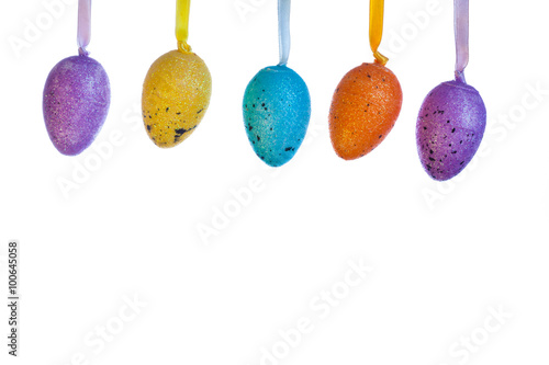 Easter colorful eggs isolated on white.