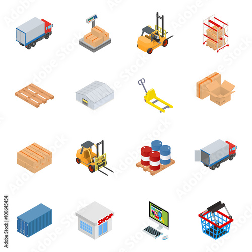 Vector isometric warehouse equipment