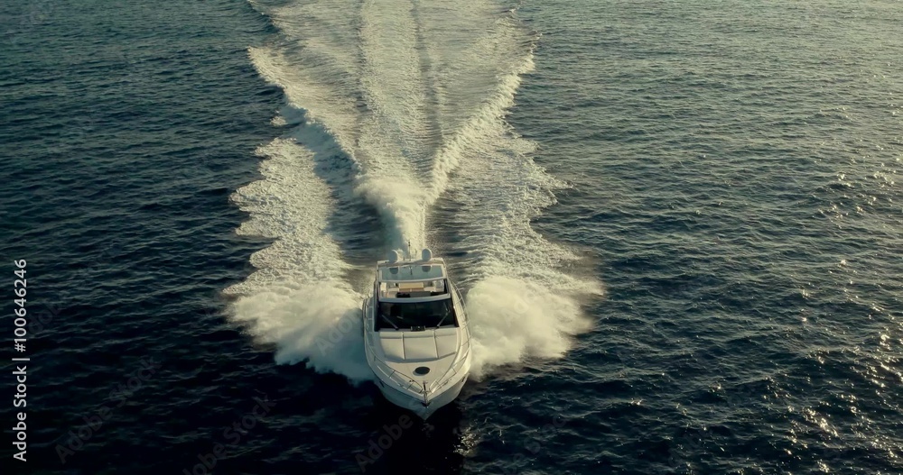 luxury motorboat in navigation, yacht 