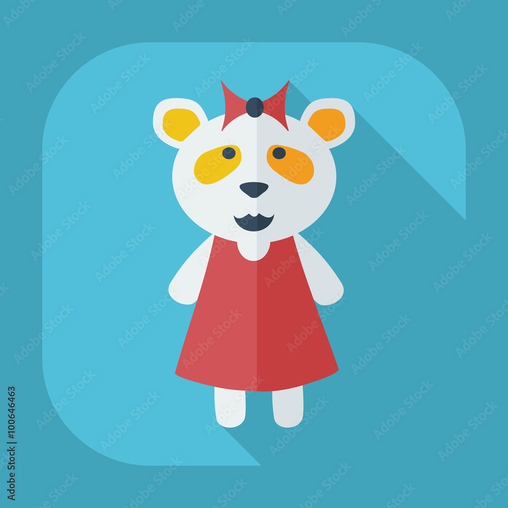 Flat modern design with shadow icons panda girl Flat modern design with shadow icons panda girl