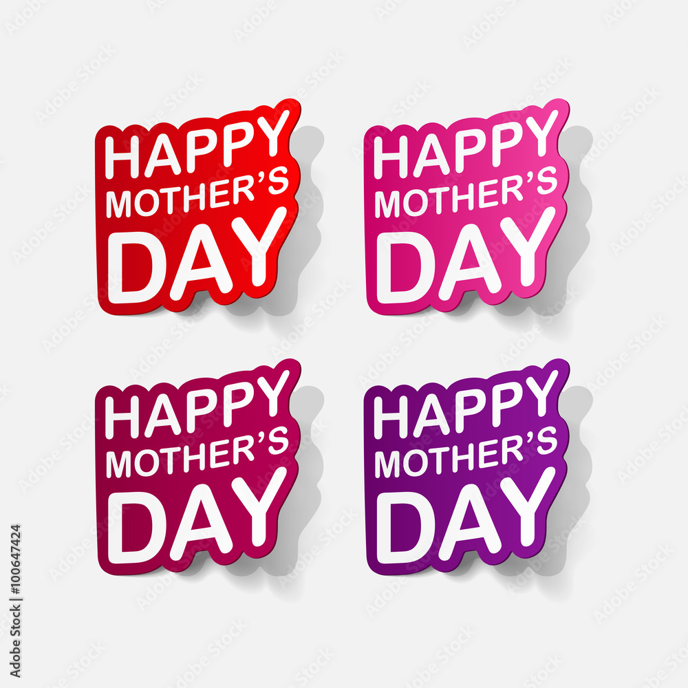 Realistic paper sticker: mother's Day Realistic paper sticker: mother's Day