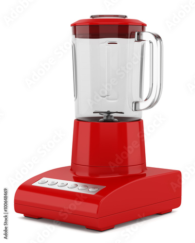 red countertop blender isolated on white background