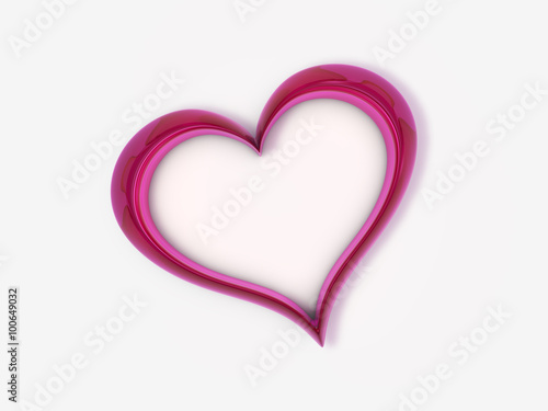3d rendered red glass heart on white background, soft shadow