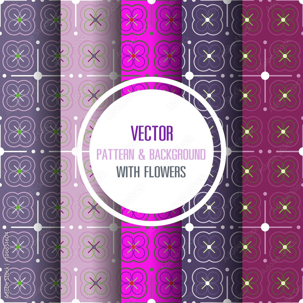 Pattern & background with flowers, Floral color 5 pattern and ba