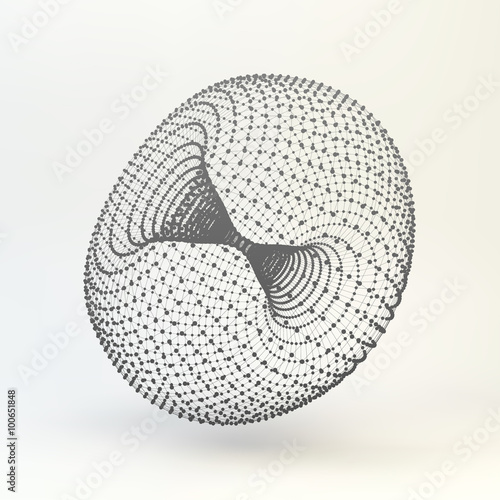 Torus. Molecular lattice. Connection structure. 3d Vector Illustration.
