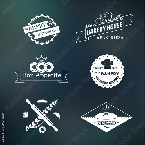 Vintage hipster bakery logo and icon set