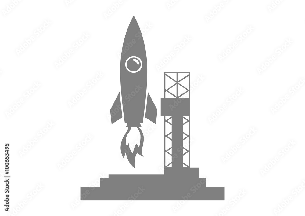 Fototapeta premium Rocket vector icon on white background