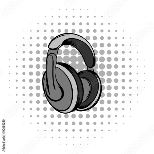 Big headphones grey comics icon