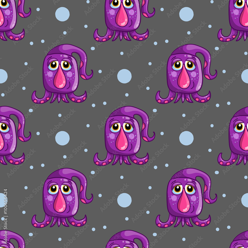 Obraz premium Seamless pattern with cute cartoon monsters-2