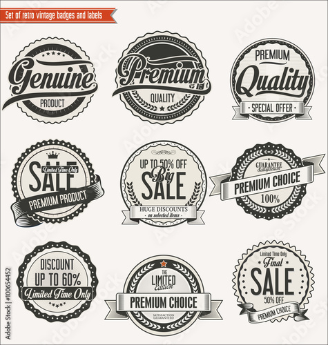 Quality retro vintage badges and labels collection