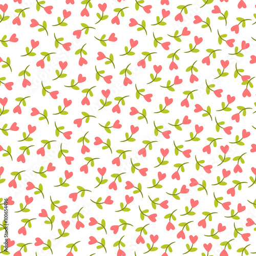 Wallpaper Mural Seamless floral pattern. Vector seamless illustration with flowers in the shape of hearts on a white background. Torontodigital.ca