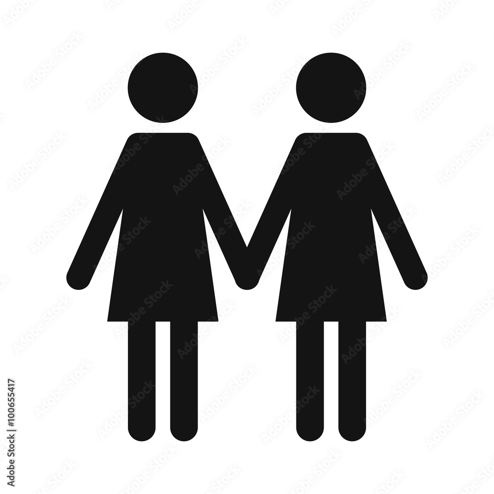 Two women black simple icon Two women black simple icon