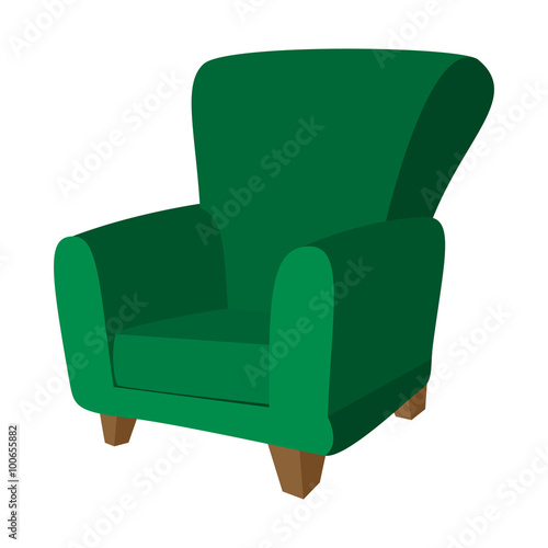 Green armchair cartoon icon