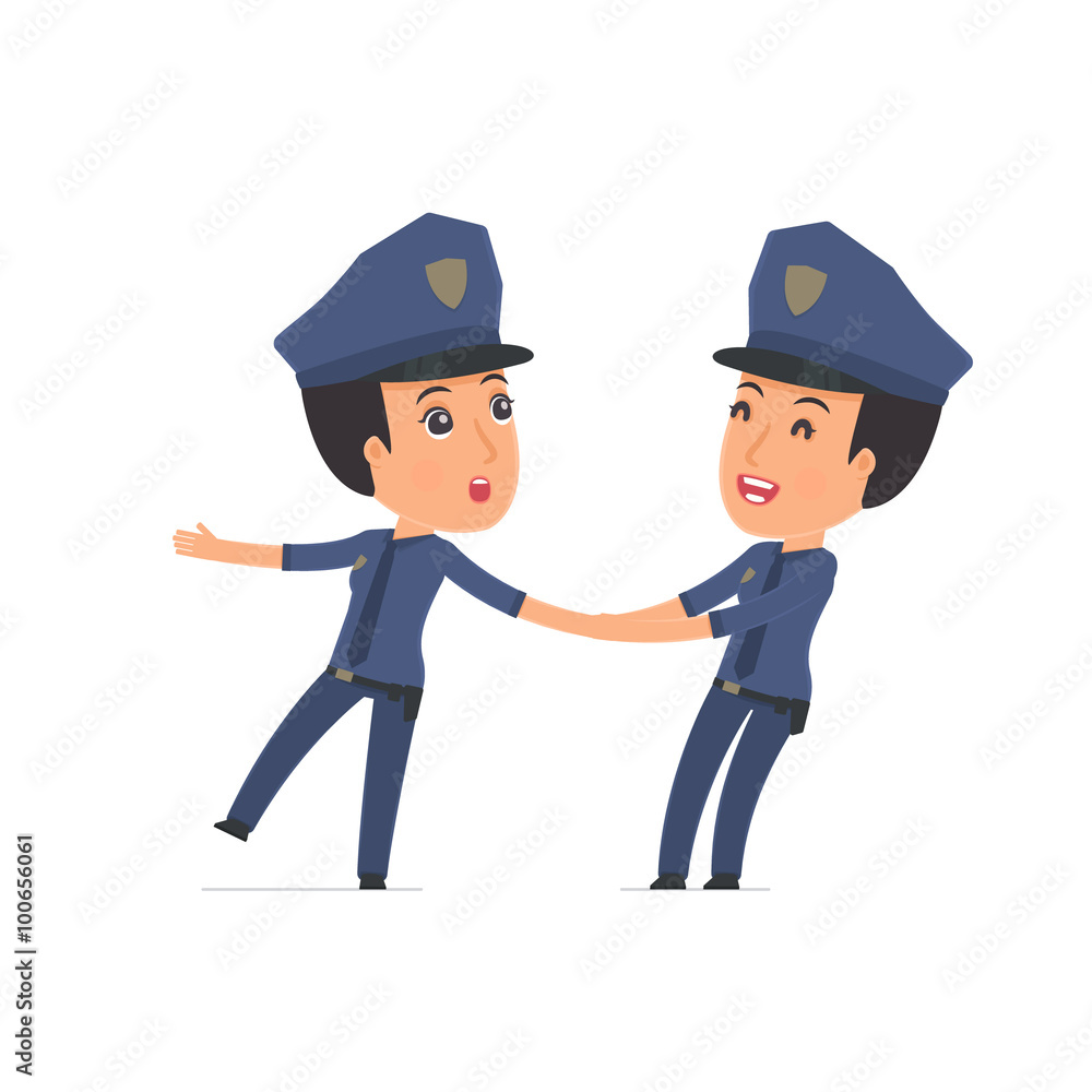 Funny and Cheerful Character Constabulary drags his friend to sh