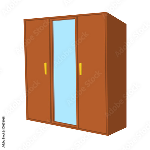 Wardrobe with mirror cartoon icon 