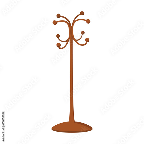 Wooden coat rack cartoon icon